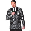 UNDERWRAPS Men's Skull Blazer Fully Lined Button Front Jacard Jacket with Skull