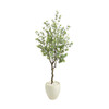 New Nearly Natural 63” Eucalyptus Artificial Tree In White Planter