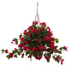New Nearly Natural Bougainvillea Hanging Bskt Uv Resistant Indoor/Outdoor Red