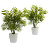 New Nearly Natural 19.5” Palms In White Planter Set Of 2