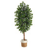New Nearly Natural 8’ Ficus Tree With Handmade Natural Jute And Cotton Planter