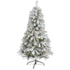 New Nearly Natural 4' Flocked Rock Spruce Christmas Tree W/100 Led And 225 Tips