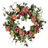 New Nearly Natural 20” Rose Wreath