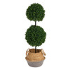 New Nearly Natural 3.5’ Boxwood Tree In Jute Gray Planter Uv Indoor/Outdoor