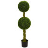 New Nearly Natural 4' Boxwood 2 Balls Woven Trunk Uv Resistant Indoor/Outdoor