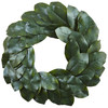 New Nearly Natural 24” Magnolia Leaf Wreath