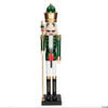 Fun Express 5 Ft. Giant Classic Green Wooden Nutcracker Statue with Scepter,