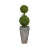 New Nearly Natural 4’ Double Boxwood Topiary Artificial Tree In Cement Planter