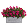 New Nearly Natural 30” Bougainvillea Artificial Plant In Stone Planter