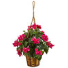 New Nearly Natural 23” Bougainvillea In Hanging Basket