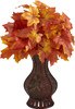 New Nearly Natural 24” Autumn Maple Leaf Artificial Plant In Decorative Planter In Orange