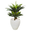 New Nearly Natural 33” Double Agave Succulent Artificial Plant In White Planter