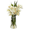 New Nearly Natural 19” Cymbidium Orchid W/Vase