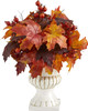 New Nearly Natural 20” Autumn Maple Leaf And Berries Plant In White Urn