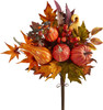 New Nearly Natural 20” Pumpkin And Maple Artificial Flower Bouquet Set Of 2