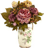 New Nearly Natural 18” Peony Artificial Arrangement In Floral Pitcher