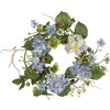 New Nearly Natural 20” Hydrangea Wreath - Blue