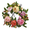 New Nearly Natural 20'' Mixed Peony & Berry Wreath