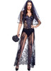 Roma Costume Womens 3Pc Graveyard Bride Suit Large Size In Black