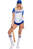 Roma Womens 3Pc Playboy Baseball Homerun Hottie Costume Small Size In White/Blue