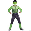 Marvel Hulk Official Youth Halloween Costume - Premium Quality Fabric Jumpsuit with Printed Design and Plastic Mask (Large) Green