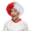 SPORTS FUN WIG RED WHITE - One Size Fits Most