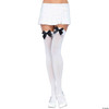 Leg Avenue Women's Satin Bow Accent Thigh Highs, White/Black, One Size - One