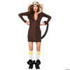 Leg Avenue Womens Cozy Monkey Hooded fleece Dress with Tail - Cute Halloween