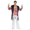 Underwraps Men's Hippie Costume 60's Tie Dye Shirt and Vest, Multi, One Size -