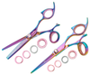Sharkfin Professional Right Hand Swivel Rainbow 5.5" Shear & 40Tooth Blender Set