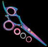 Sharkfin Shears 6.25" Left Hand Professional Non-Swivel Rainbow Scissors