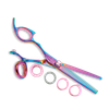 Sharkfin Shears Professional Left Handed Swivel Rainbow 28 Tooth Thinner