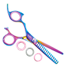 Sharkfin Shears Left Hand Professional Plus Non-Swivel Rainbow 15T Texturizer