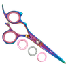 Sharkfin Shears Left Hand Professional Plus Non-Swivel Rainbow 5.5" Scissors