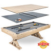 FreeTime Fun 7' Rockford Multi-Game Table in Rustic Oak Dining/Pool/Ping Pong