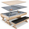 FreeTime Fun 7' Rockford Multi-Game Table with Benches in Rustic Oak