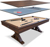 FreeTime Fun 7' Rockford Multi-Game Table in Espresso Dining/Pool/Ping Pong