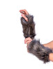 Roma Costume Pair Of Faux Fur Wolf Gloves In Grey