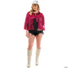 Adults Pink Short-Sleeved Tinsel Fringe Tie-Front Shirt Costume Accessory - Plus Size