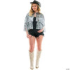 Adults Silver Short-Sleeved Tinsel Fringe Tie-Front Shirt Costume Accessory - Plus Size