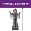 5 Ft 10 3/4" Animated Standing Light-Up Pumpkin Man In Hooded Cloak Halloween Decoration