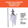 39 1/4" Animated Hanging Smiling Ghost With Witch Hat & Black Bow Halloween Decoration