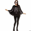 Adults Rhinestone Bling Skeleton Black Poncho Costume - One Size