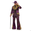 Adults Big Player Velvet Fur-Trimmed Jacket With Bell Bottom Pants & Hat - One Size