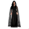 Adults Black Spider Web Hooded Cape - One Size