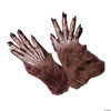 Fun World Unisex Werewolf Hands Adult Gloves, Brown, Standard Costume - One Size