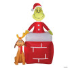 Gemmy 5.5' Airblown Inftlatable Grinch Out of Chimney w/Max Scene