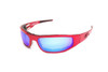 ICICLES Baby Bagger Mirror Blue Lens Sunglasses with Flat Red Frame