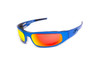 ICICLES Baby Bagger Polarized Mirror Orange Lens Sunglasses w Flat Blue Frame