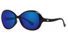 ONO'S CAT ISLAND Blue Mirror 2.25 Power POLARIZED Black Frame SUNGLASSES